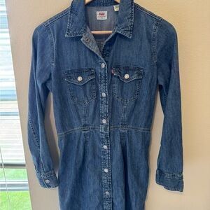 Levi's Blue Long Sleeve Denim Dress
